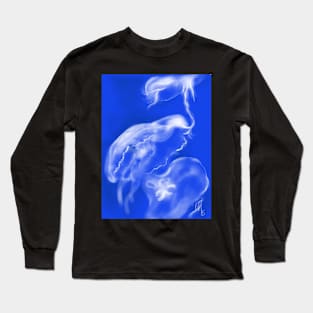White Jellyfish in the Blue Water Long Sleeve T-Shirt